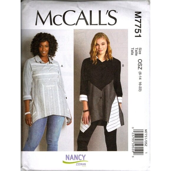 McCall's M7751 Misses 6 to 22 Loose Fitting Oversized Top Uncut Sewing Pattern - Picture 1 of 2